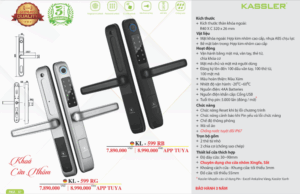 khoa van tay kassler kl 599 rg 6 - Khóa vân tay cửa nhôm Kassler KL-599 RG tiêu chuẩn Đức