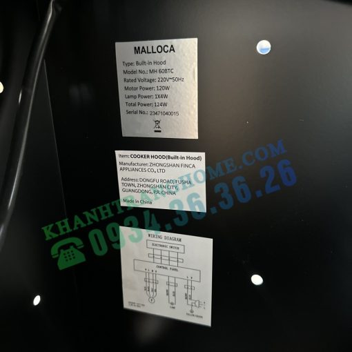 z5642400118485 a4efeb30c416a554af603d99b56533b6 - Máy hút khói khử mùi âm tủ Malloca MH 60BTC