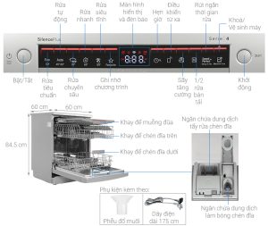 may rua chen doc lap bosch sms4emi06e note - MÁY RỬA BÁT BOSCH SMS4EMI06E SERIE 4 SẤY HÉ CỬA