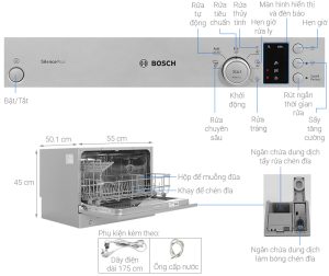 may rua chen mini bosch sks62e38eu note fix - Máy rửa bát mini để bàn Bosch SKS62E38EU Serie 4 6 bộ