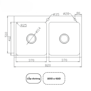 Konox KN8251TD DEKOR 3 - CHẬU RỬA BÁT KONOX KN8251TD DEKOR