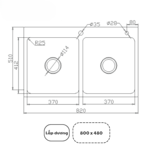 Konox KN8251TD DEKOR 3 - CHẬU RỬA BÁT KONOX KN8251TD DEKOR