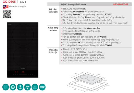 bep tu domino grandx gx id505 1 - Bếp từ domino GrandX GX ID505
