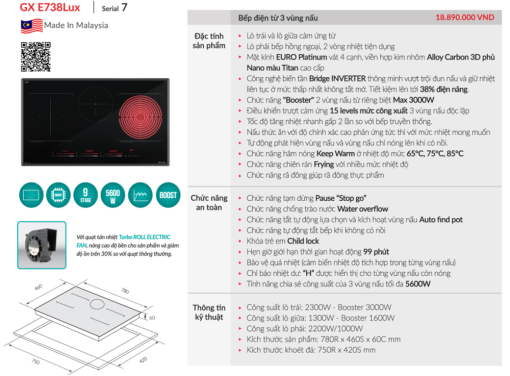 bep tu grandx gx - Bếp từ GrandX GX E738LUX