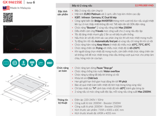 bep tu grandx gx ih615se3 - Bếp từ GrandX GX IH615SE
