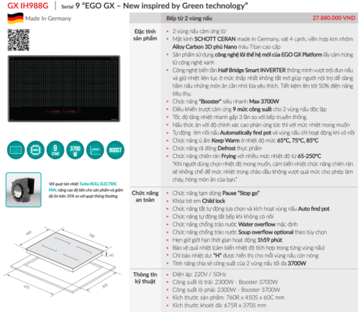 bep tu grandx gx ih988g4 - Bếp từ GrandX GX IH988G
