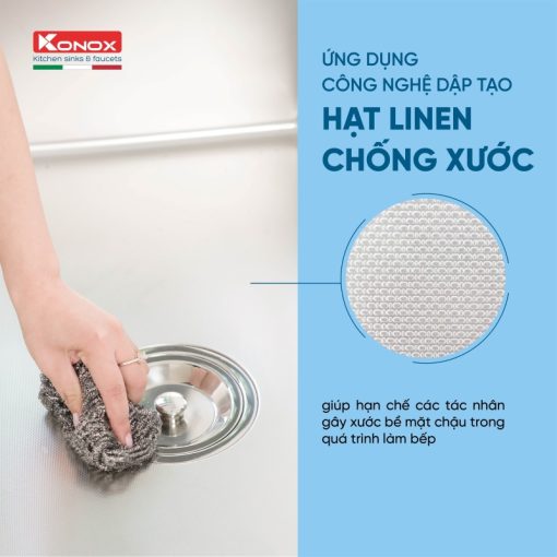 chau rua bat 1 ho chong xuoc Konox KN8248SO Dekor be mat hat - CHẬU RỬA BÁT KONOX KN8248SO DEKOR