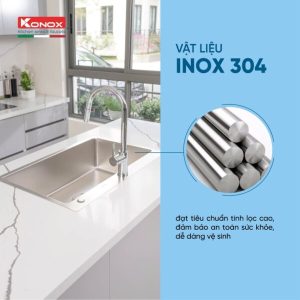 chau rua bat 1 ho chong xuoc Konox KN8248SO Dekor inox 304 600x600 1 - CHẬU RỬA BÁT KONOX KN8248SO DEKOR