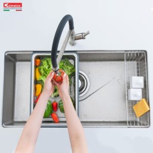 chau rua bat 1 ho chong xuoc kieu nhat Konox Tari 8748SR 4 6 600x600 1 - CHẬU RỬA BÁT KONOX TARI 8748SR FULL