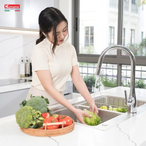 chau rua bat 2 ho lap duong chong xuoc konox kn8651td dekor 7 - CHẬU RỬA BÁT KONOX KN8651TD DEKOR BASIC