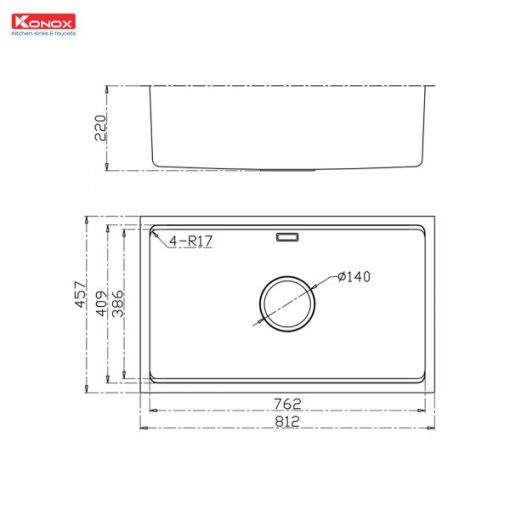 chau rua bat KN8146SU dekor ban ve 600x600 1 - CHẬU RỬA BÁT KONOX KN8146SU DEKOR BASIC