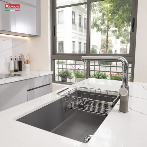 chau rua bat da 1 ho konox naros mau xam 4 600x600 1 - CHẬU RỬA BÁT KONOX NAROS 760S GREY