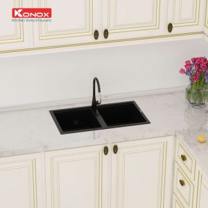 chau rua bat granite sink Phoenix 860 black 768x768 1 - CHẬU RỬA BÁT KONOX PHOENIX SMART 860