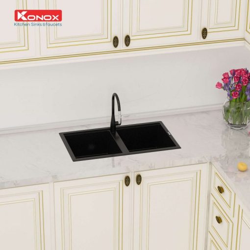 chau rua bat granite sink Phoenix 860 black 768x768 1 - CHẬU RỬA BÁT KONOX PHOENIX SMART 860