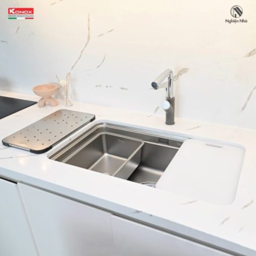 chau rua bat konox KN8347SU Dekor nghien nha 3 600x600 1 - CHẬU RỬA BÁT KONOX KN8347SU DEKOR