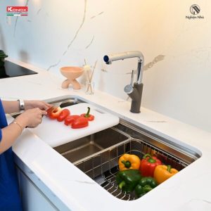 chau rua bat konox KN8347SU Dekor nghien nha 600x600 1 - CHẬU RỬA BÁT KONOX KN8347SU DEKOR
