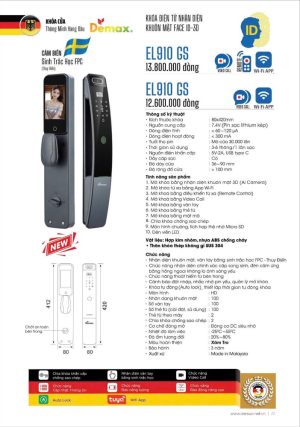 khoa van tay demax el910 gs app wifi remote tieu chuan duc - Khóa vân tay DEMAX EL910 GS APP WIFI, REMOTE tiêu chuẩn Đức