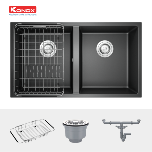 konox chau rua bat granite series veloci 760d black - CHẬU RỬA BÁT KONOX VELOCI 760D BLACK