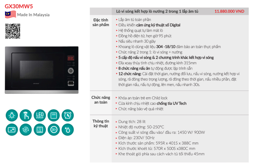 lo nuong ket hop vi song grandx - Lò nướng kết hợp vi sóng GrandX GX30MW5 lo nuong ket hop vi song grandx - Lò nướng kết hợp vi sóng GrandX GX30MW5