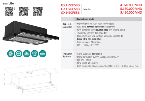 may hut mui am tu grandx gx h60f58b7 - Máy hút mùi âm tủ GrandX GX H60F58B