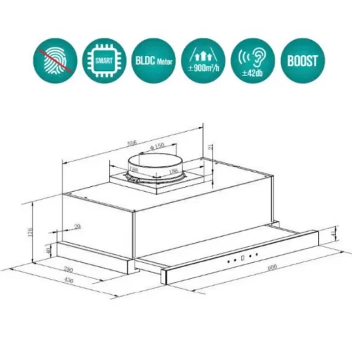 may hut mui am tu grandx gx h70f72g 4 - Máy hút mùi âm tủ GrandX GX H70F72G