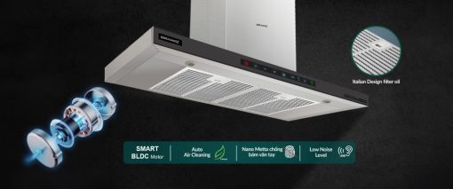 may hut mui ap tuong grandx gx h70c68b6 - Máy hút mùi áp tường GrandX GX H70C68B