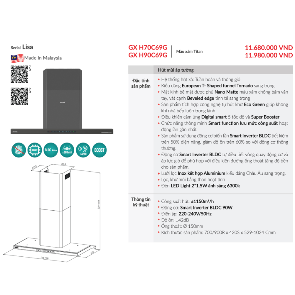may hut mui ap tuong grandx gx h70c69g 1 - Máy hút mùi áp tường GrandX GX H70C69G may hut mui ap tuong grandx gx h70c69g 1 - Máy hút mùi áp tường GrandX GX H70C69G