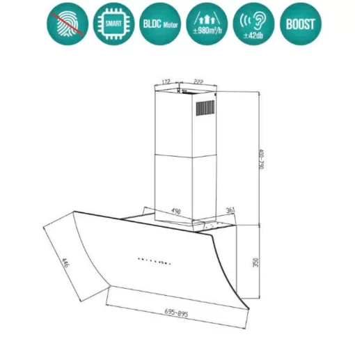 may hut mui ap tuong grandx gx h70f87b 6 - Máy hút mùi áp tường GrandX GX H70F87B