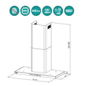 may hut mui ap tuong grandx gx h90t65 2 - Máy hút mùi áp tường GrandX GX H90T65