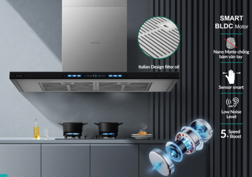 may hut mui ap tuong grandx gx h90t78b4 - Máy hút mùi áp tường GrandX GX H90T78B