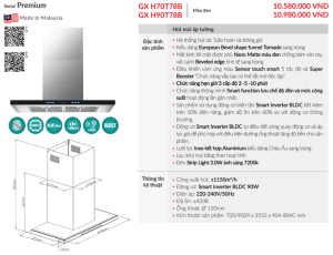 may hut mui ap tuong grandx gx h90t78b5 - Máy hút mùi áp tường GrandX GX H90T78B