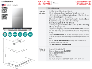 may hut mui ap tuong grandx gx h90t78g4 - Máy hút mùi áp tường GrandX GX H90T78G