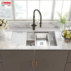 phoi canh chau rua bat phong cach nhat ban Konox Tari 8748SR 2 600x600 1 - CHẬU RỬA BÁT KONOX TARI 8748SR FULL