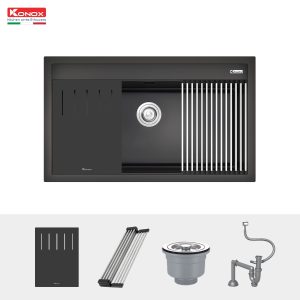 phu kien chau rua bat da terra 860s black - CHẬU RỬA BÁT KONOX TERRA 860S