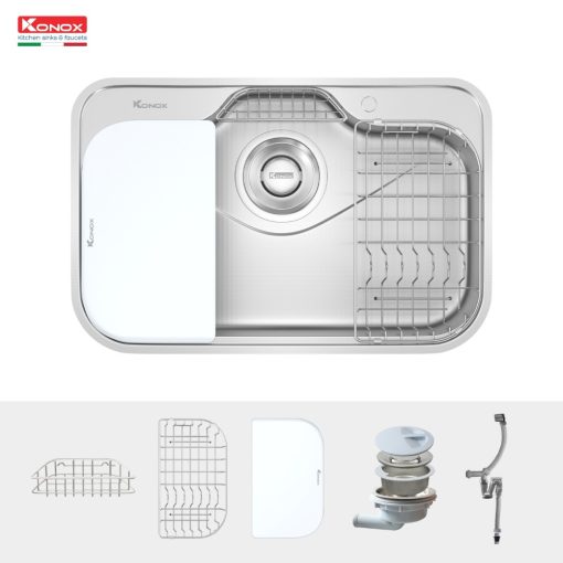 phu kien chau rua bat inox 1 ho chong xuoc Konox Tari 7851SR - CHẬU RỬA BÁT KONOX TARI 7851SR-FULL