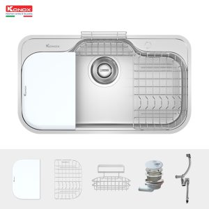 phu kien chau rua bat inox 1 ho phong cach nhat ban Konox Tari 9051SR - CHẬU RỬA BÁT KONOX TARI 9051SR FULL