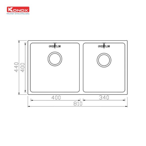 2.Chau rua bat KONOX CUBE 8144DU - CHẬU RỬA BÁT KONOX CUBE 8144DU