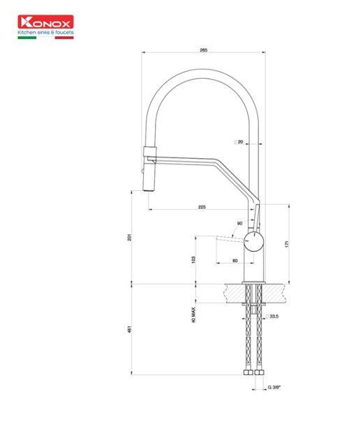3x745x4 5 - VÒI RỬA KONOX RESTA CHROME