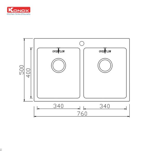 Chau rua bat Topmount Sink Unico 7650 ban ve 800x800 1 - CHẬU RỬA BÁT KONOX UNICO 7650