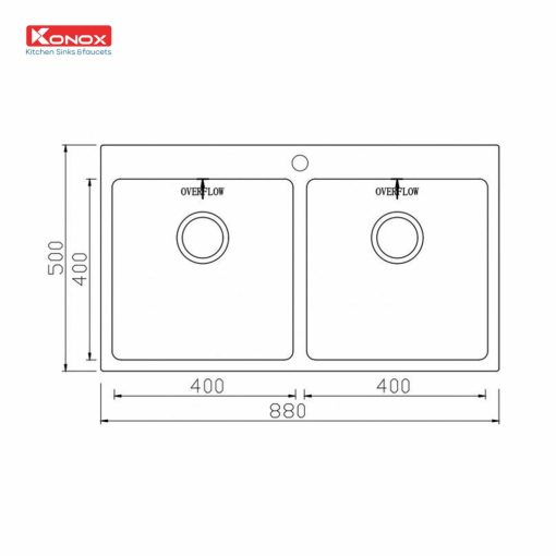 Chau rua bat Topmount Sink Unico 8850 ban ve 1024x1024 1 - CHẬU RỬA BÁT KONOX UNICO 8850