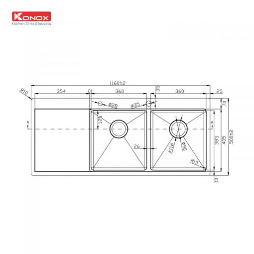 ban ve chau rua bat KN11650TD ban trai 600x600 1 - CHẬU RỬA BÁT KONOX KN11650TD L