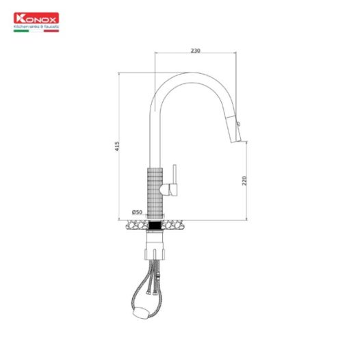 ban ve voi rua bat day rut venice 600x600 3 - VÒI RỬA KONOX VENICE GUN METAL