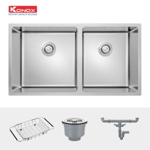 chau rua bat Undermount Sink Cube KN8144DU va phu kien 768x768 1 - CHẬU RỬA BÁT KONOX CUBE 8144DU