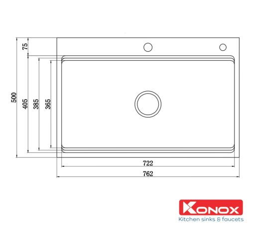 chau rua bat Workstation Sink Topmount Sink KN7650TS thong so ky thuat - CHẬU RỬA BÁT KONOX KN7650TS