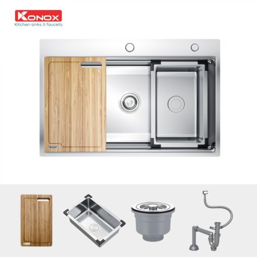 chau rua bat Workstation Sink Topmount Sink KN7650TS va phu kien 1400x1400 1 - CHẬU RỬA BÁT KONOX KN7650TS