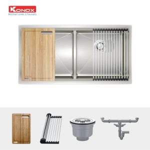 chau rua bat Workstation Sink Undermount Sink KN8046DUB va phu kien 500x500 1 - CHẬU RỬA BÁT KONOX KN8046DUB