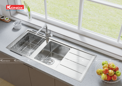 chau rua bat inox tho konox beta 1160 voi rua bat rut day artan chrome 13 800x564 1 - VÒI RỬA BÁT RÚT DÂY KONOX ARTAN CHROME