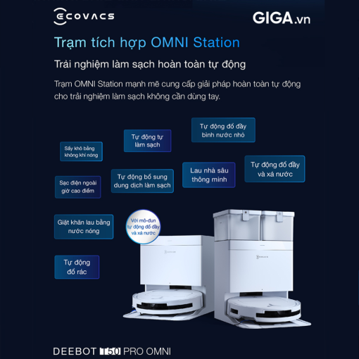 ecovacsvietnam t50 pro omni tram tich hop omni station - ROBOT HÚT BỤI ECOVACS T50 PRO OMNI