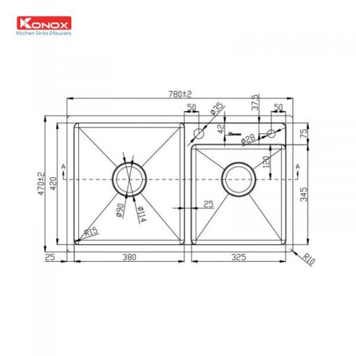 gg - CHẬU RỬA BÁT KONOX KN7847DO