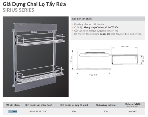 gia dung chai lo tay rua grandx xu 200s 3 - Giá đựng chai lọ tẩy rửa GrandX XU.200S